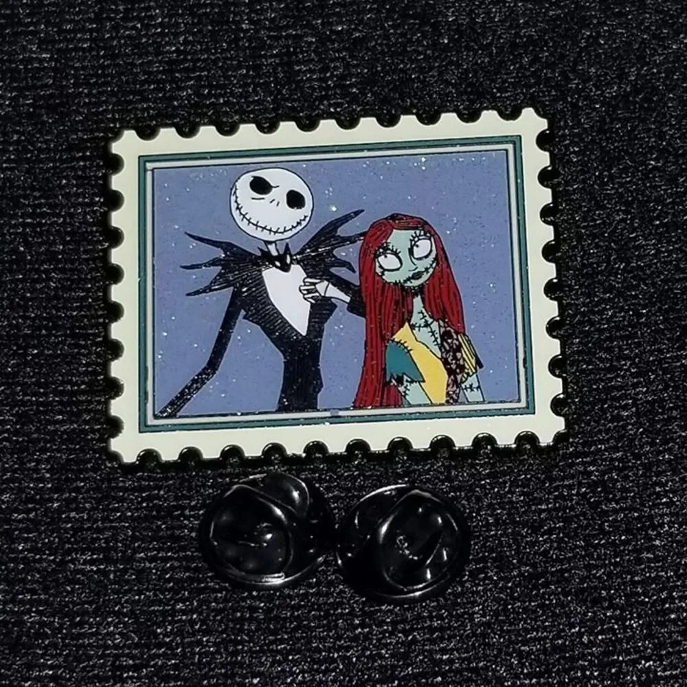 Disney CHASER Pin NBC Stamp Nightmare Before Christmas Jack Sally Glitter Chase